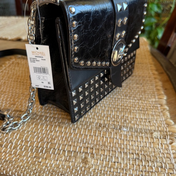 Michael Kors Greenwich Studded Leather Convertible Crossbody Bag — Black - Picture 5 of 6